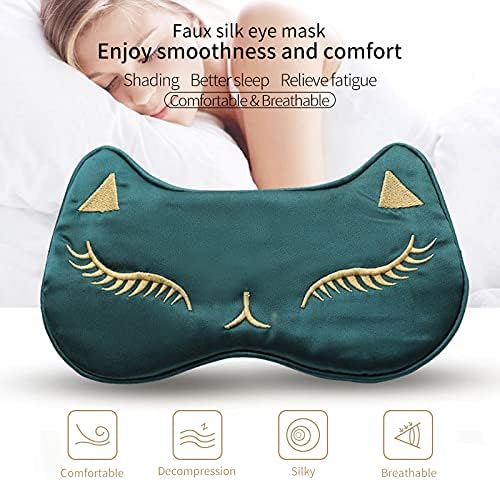 PERFECTSIGHT Cute Cat Sleep Eye Masks, Silk Sleep Eye Cover Lightweight Adjustable Eyeshade Mask Satin Night Eyeshade Cover for Women Men Sleep Travel Nap (Pink)