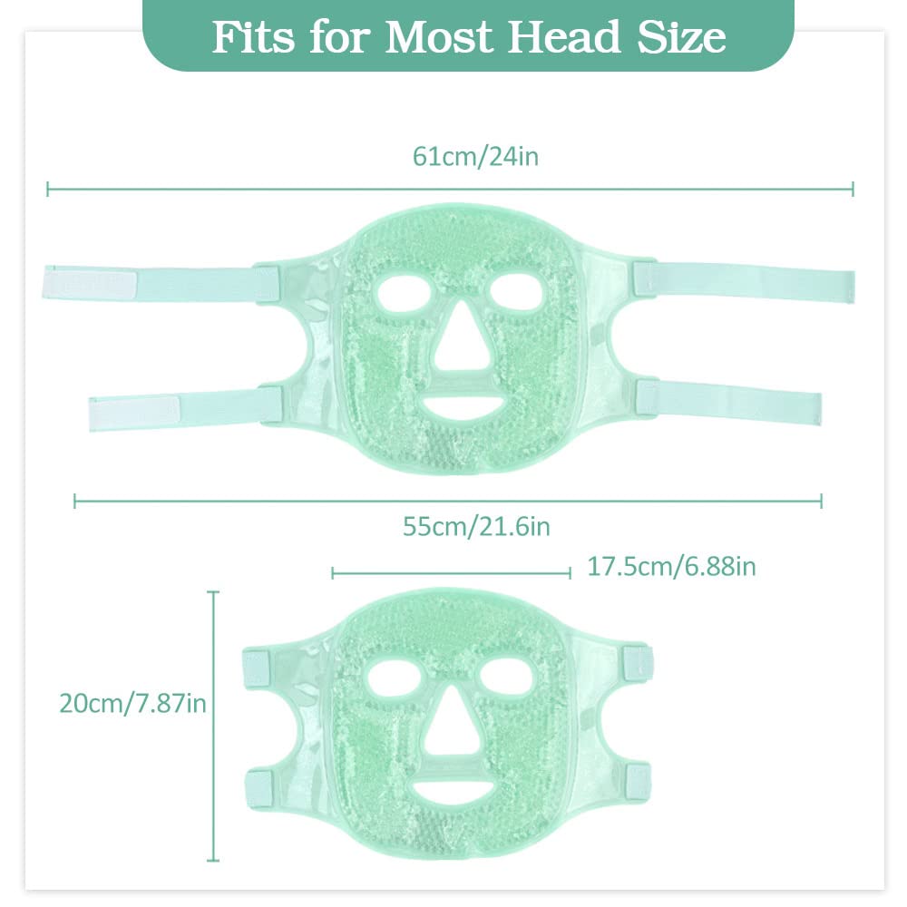 NEWGO Gel Face Mask Cold Pack Cooling Gel Face Mask, Hot Cold Therapy Cold Face Mask for Puffy Eyes, Migraines Relief, Skin Care, Puffiness, Acne - Green