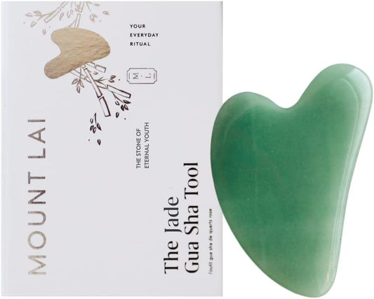 Mount Lai Jade Gua Sha Facial Tool – The Stone of Eternal Youth – 100% Genuine Jade Stone Face Sculpting Tool for Lymphatic Drainage, Puffiness Reduction & Timeless Radiance