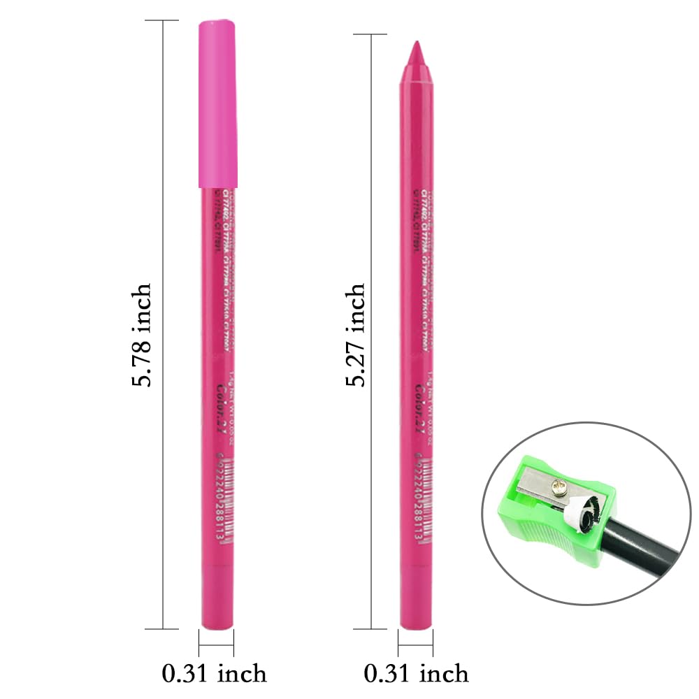 Kaely Gel Eyeliner Pencil for Women, Rose Red Eye Liner Waterproof Smudge Proof with Sharpener, Waterline Eye Makeup Liners, delineador de ojos contra el agua, Vegan & Cruelty-Free, 21