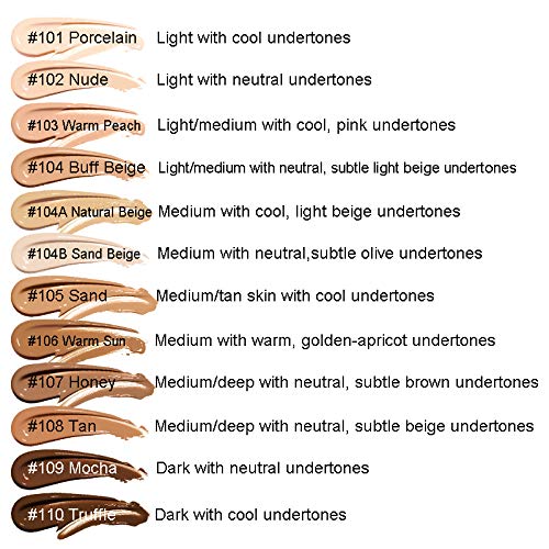 AQUAPURITY PHOERA Full Coverage Foundation New Formula Waterproof Long Lasting Oil Free Velvet Matte Liquid Foundation for Oily Skin Flawless Makeup Base Cream Concealer (101 Porcelain)