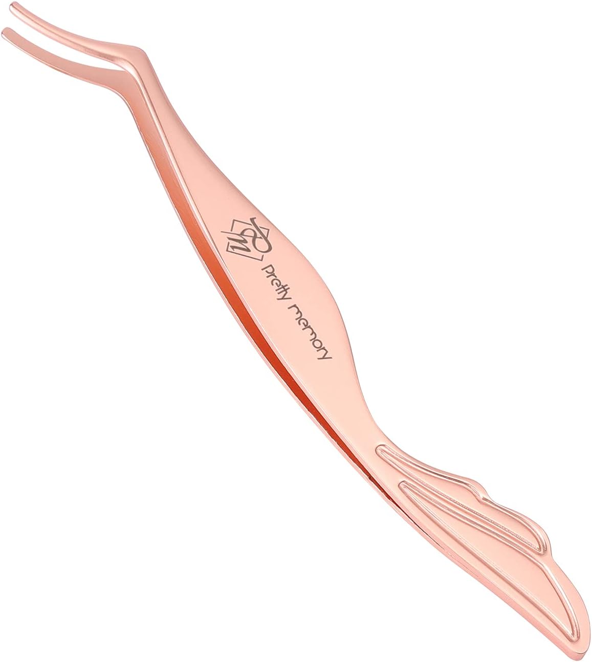 Pretty memory Eyelash Applicator Tool Stainless Steel Lash Tweezers Curved Eyelash Tweezers for Easy Lash Application and Removal, Rose Gold
