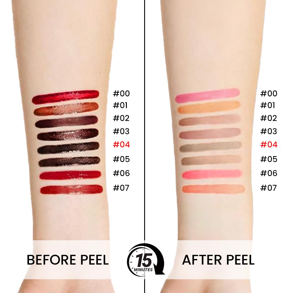 Matte Liquid Lip Stain Peel Off Lip liner Tattoo, Light Taupe Matte Peel Off Lip Stain, Long Lasting Waterproof Lipstick Lip Gloss Stain, Transfer-proof for All Skin Types, 0.12 fl oz 04#