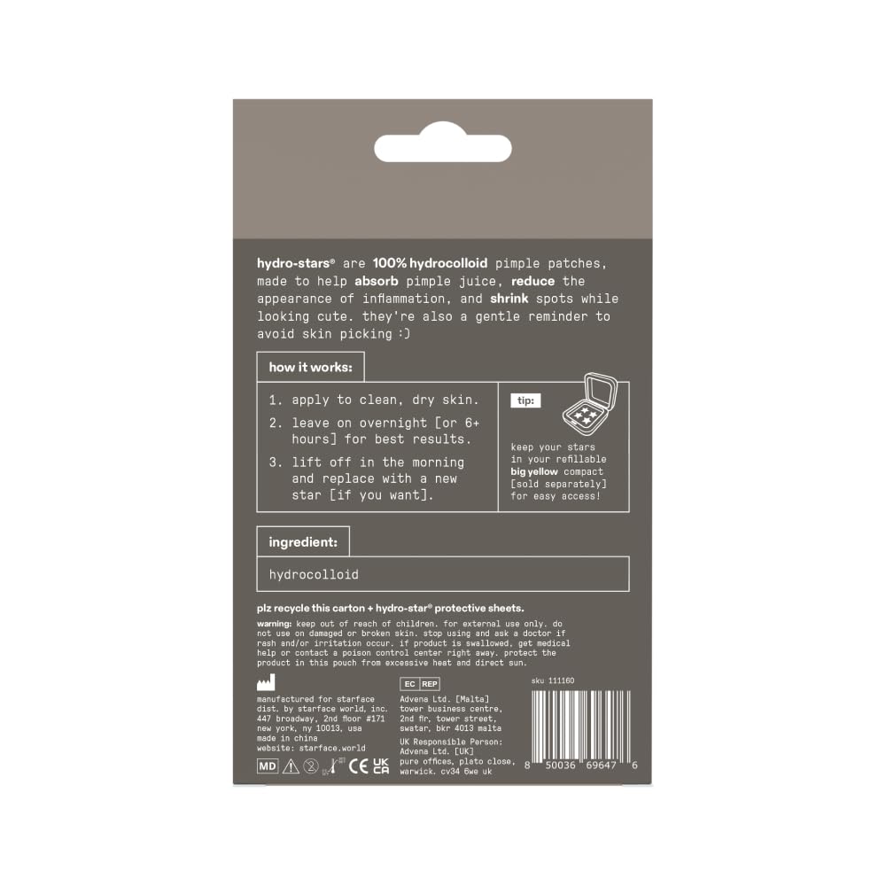 Starface Earth Star BIG PACK, Hydrocolloid Pimple Patches, Absorb Fluid and Reduce Redness, Cute Star Shape and 4 Neutral Colors (96 Count)