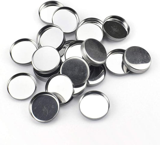 50 Pieces Empty Round Metal Tin Palette Pans Round Metal Pans Cosmetic Eyeshadow Pans for Eyeshadow Palette for Magnetic Makeup Palette, 26mm Diameter 3.5mm Height