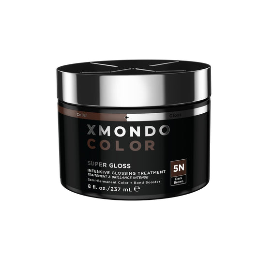 XMONDO Color Dark Brown Color Depositing Mask & Semi-Permanent Hair Dye Super Gloss | Infused with Bond Boosters for Nourishment, Revitalize & Repair, Vegan Formula, 8 Fl Oz 1-Pack