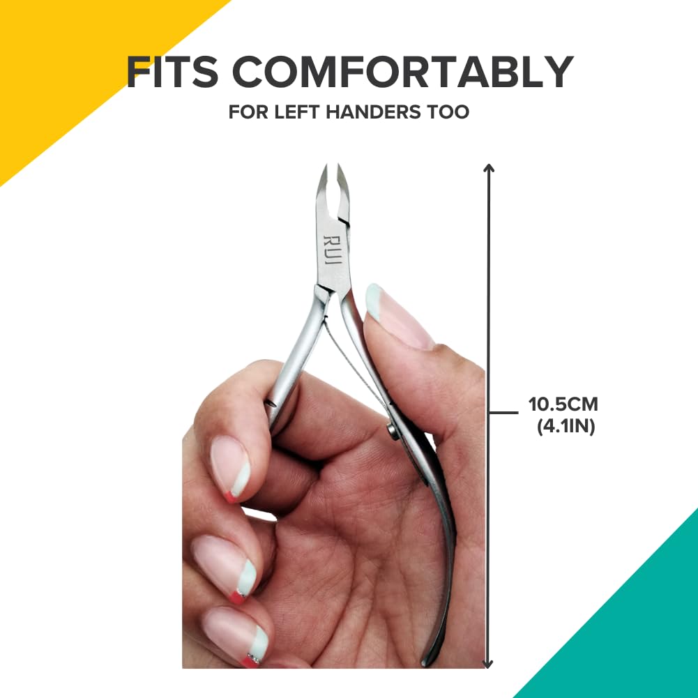 Rui Smiths Professional Cuticle Nippers | Precision Surgical-Grade Stainless Steel Cuticle Trimmer, French Handle, Single Spring, 5mm Jaw (Half Jaw)