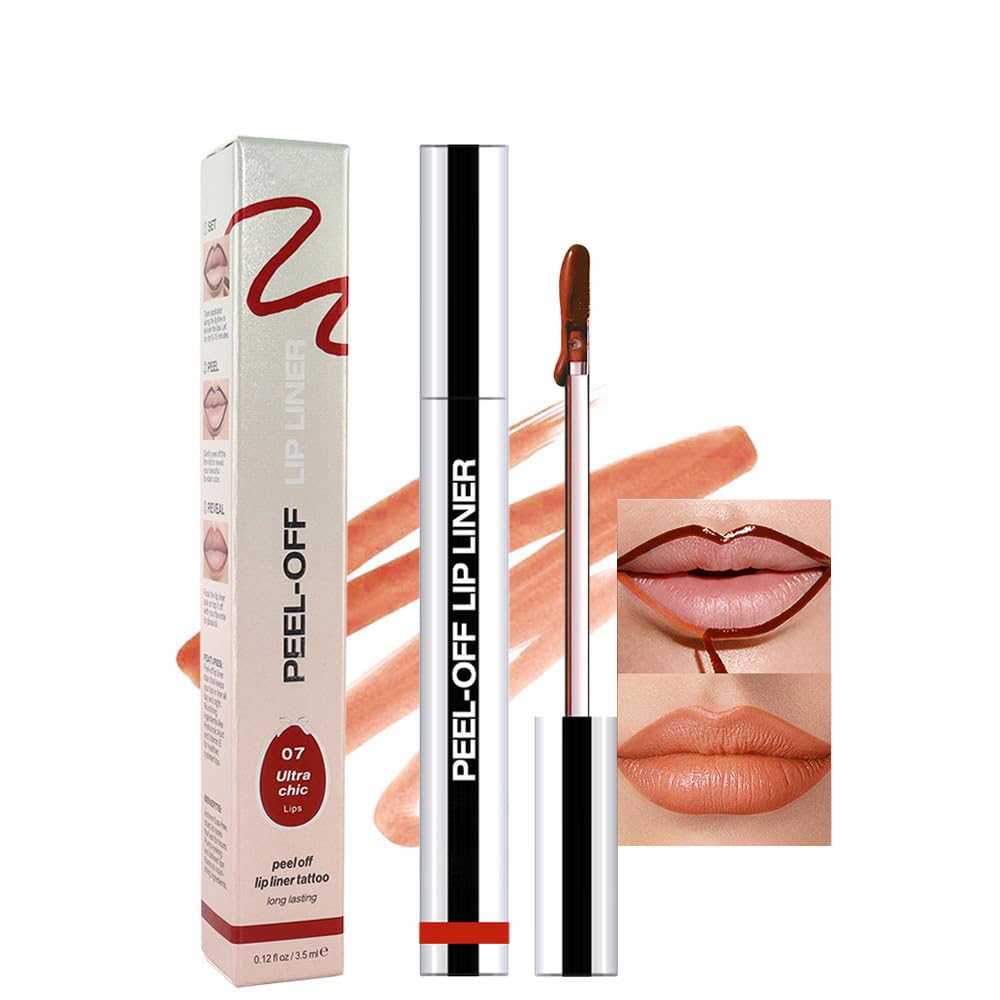 Matte Liquid Lip Stain Peel Off Lip Liner Tattoo - range Red, Waterproof Smudge-Proof Lip Gloss, Long-Lasting Non-Stick Cup Formula, Natural Peel Off Design for All Skin Types #07
