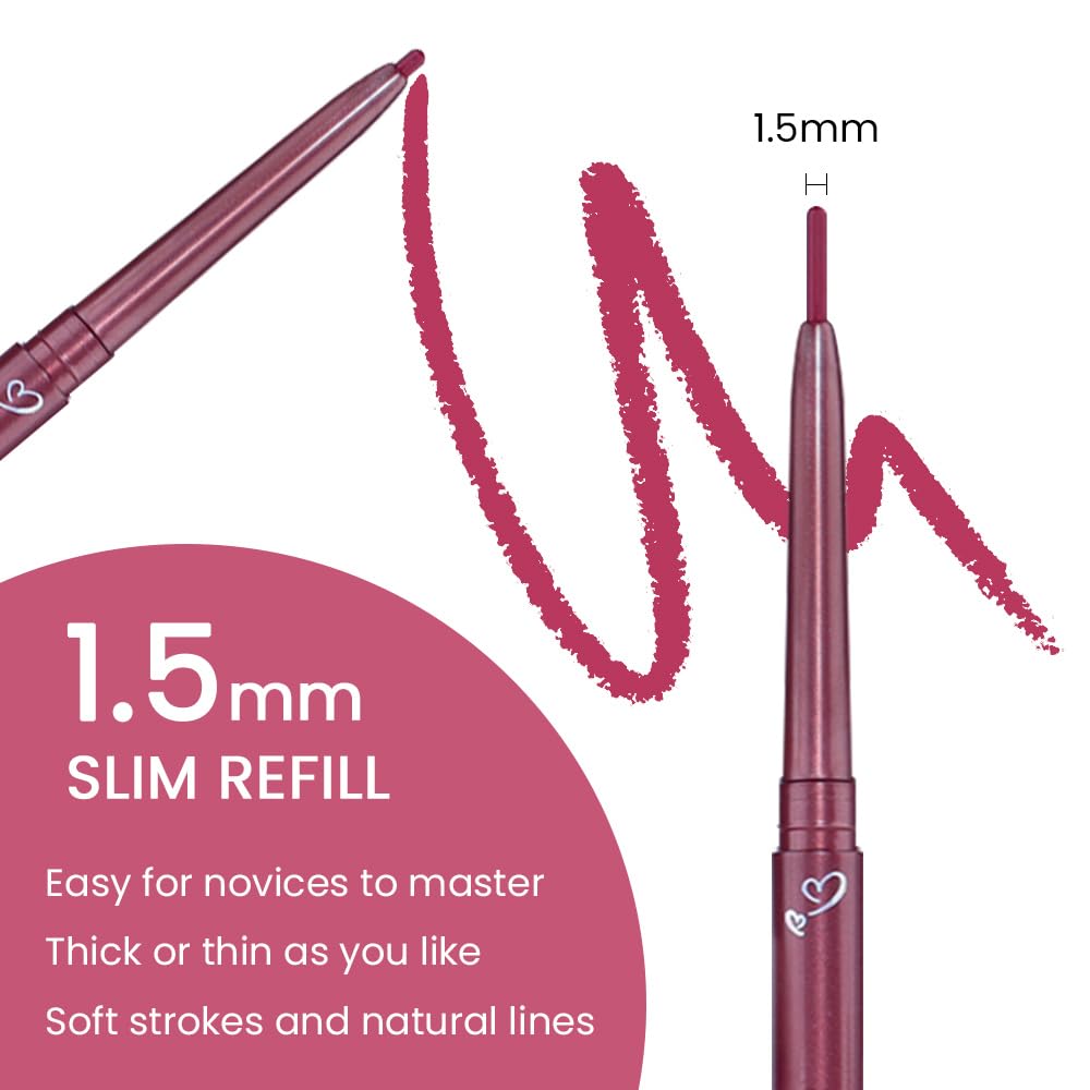 Kaely 1.5mm Skinny Gel Eyeliner Pencil,Berry Pink Cat Eye Liner Makeup Pen,Cream Smooth Eyeliner Crayon,delineador de ojos contra el agua,Waterproof Long Lasting 16 Hour Wear,Vegan & Cruelty Free,04