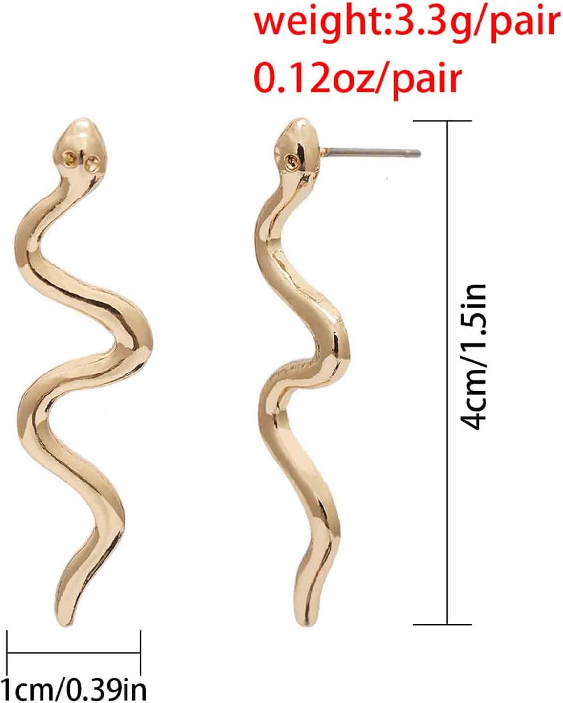 Vintage Snake Dangle Earrings Punk Snake Drop Earrings Gold Snake Stud Earrings Boho Serpent Earrings Jewelry for Women (Gold)