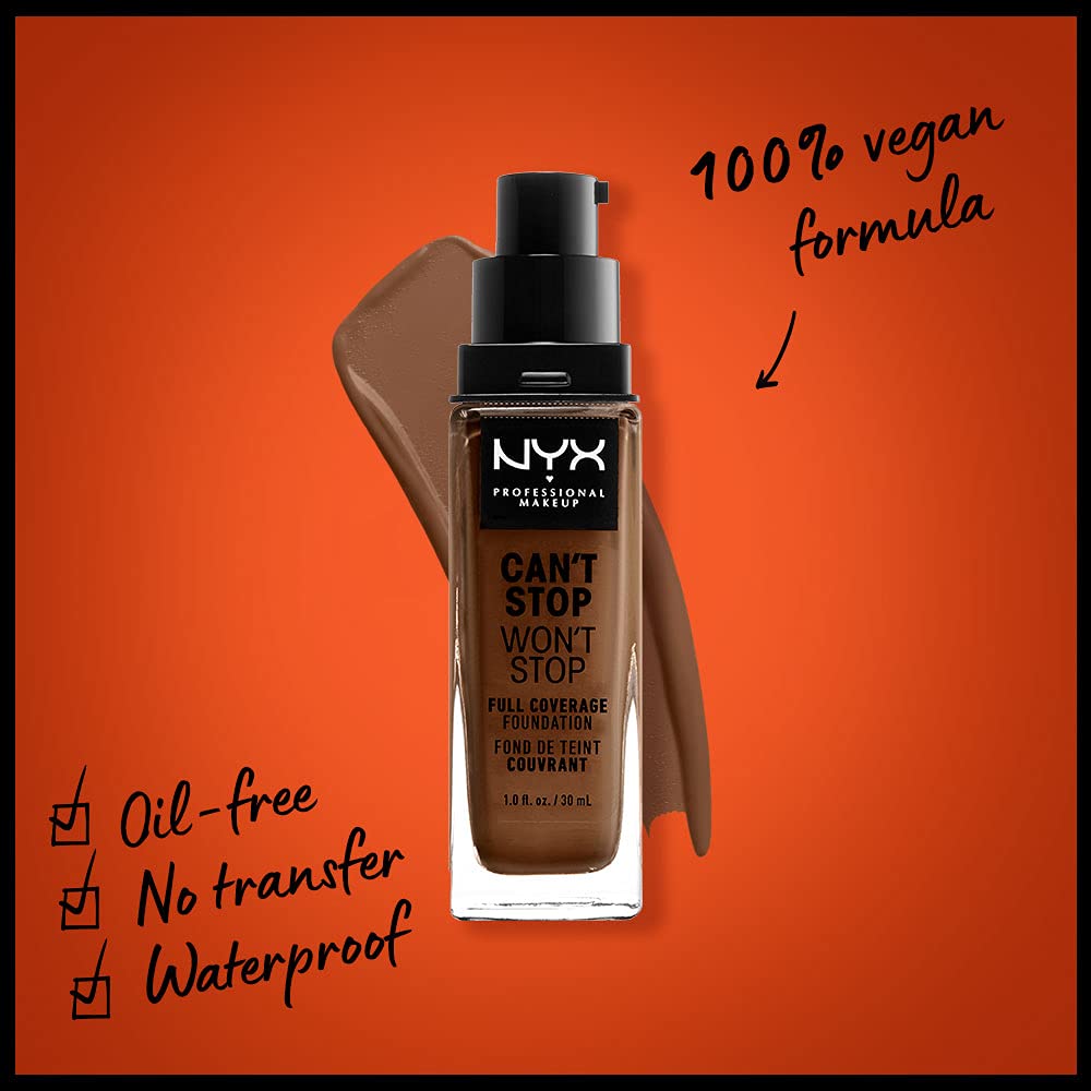 NYX PROFESSIONAL MAKEUP Can't Stop Won't Stop Foundation, 24h Full Coverage Matte Finish - Mocha