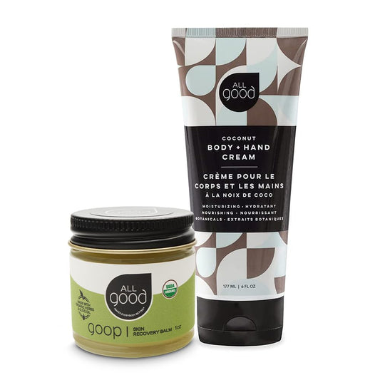 All Good Hand & Skin Relief Combo Set - Moisturize Dry Cracked Skin - Organic Handcrafted Balm & Coconut Lotion