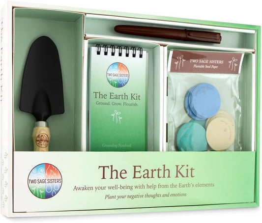 The Earth Kit by Two Sage Sisters - Self Care Kit with Seed Paper Disks, Notebook, Marker, and Shovel, Pamper and Self Care Gifts for Women and Men, Mens and Womens Care Package for Wellness