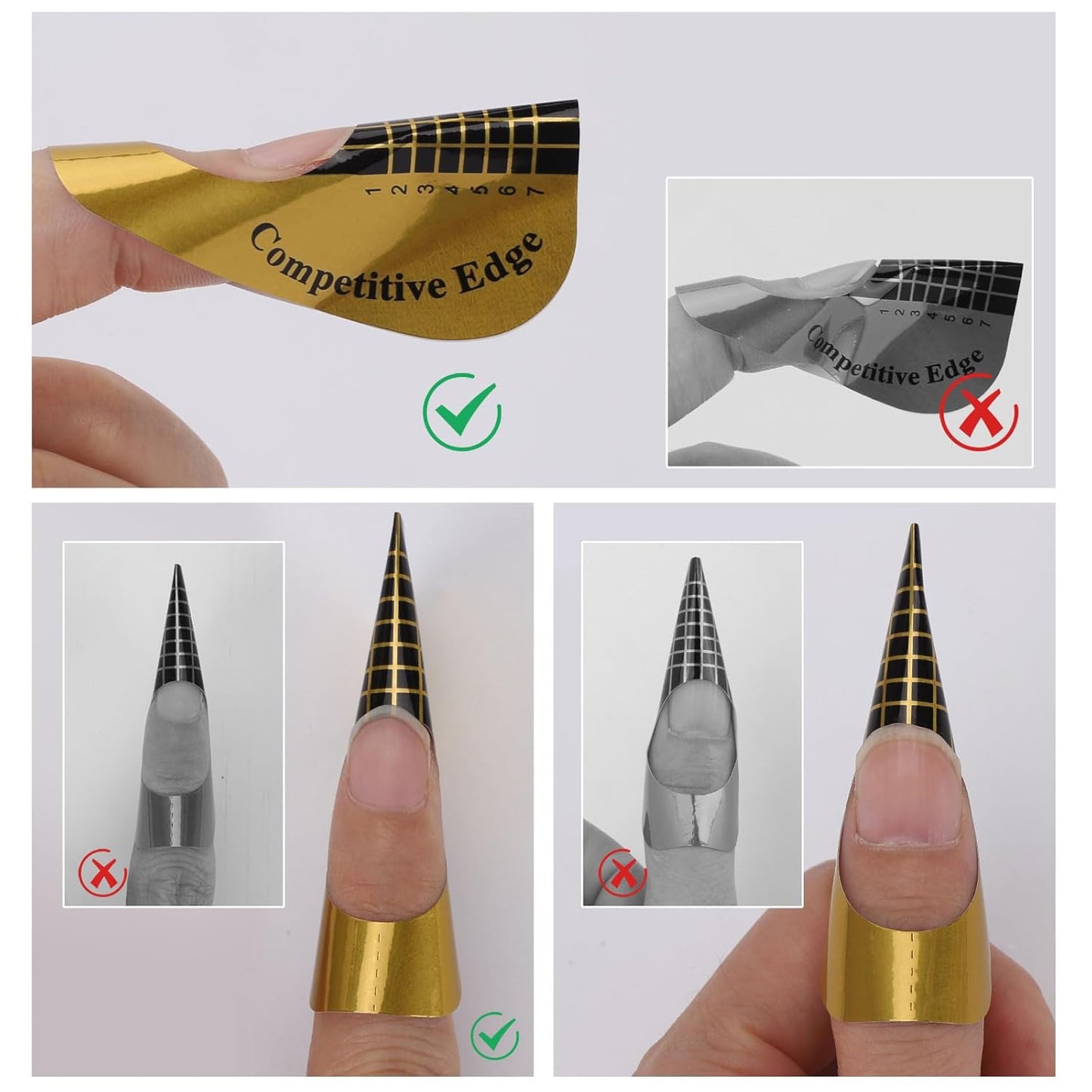 400 Pcs Nail Forms for Acrylic, Gold Horseshoe Nail Extension Stickers for Builder Gel and Poly Gel - Nail Art for Home, Salon