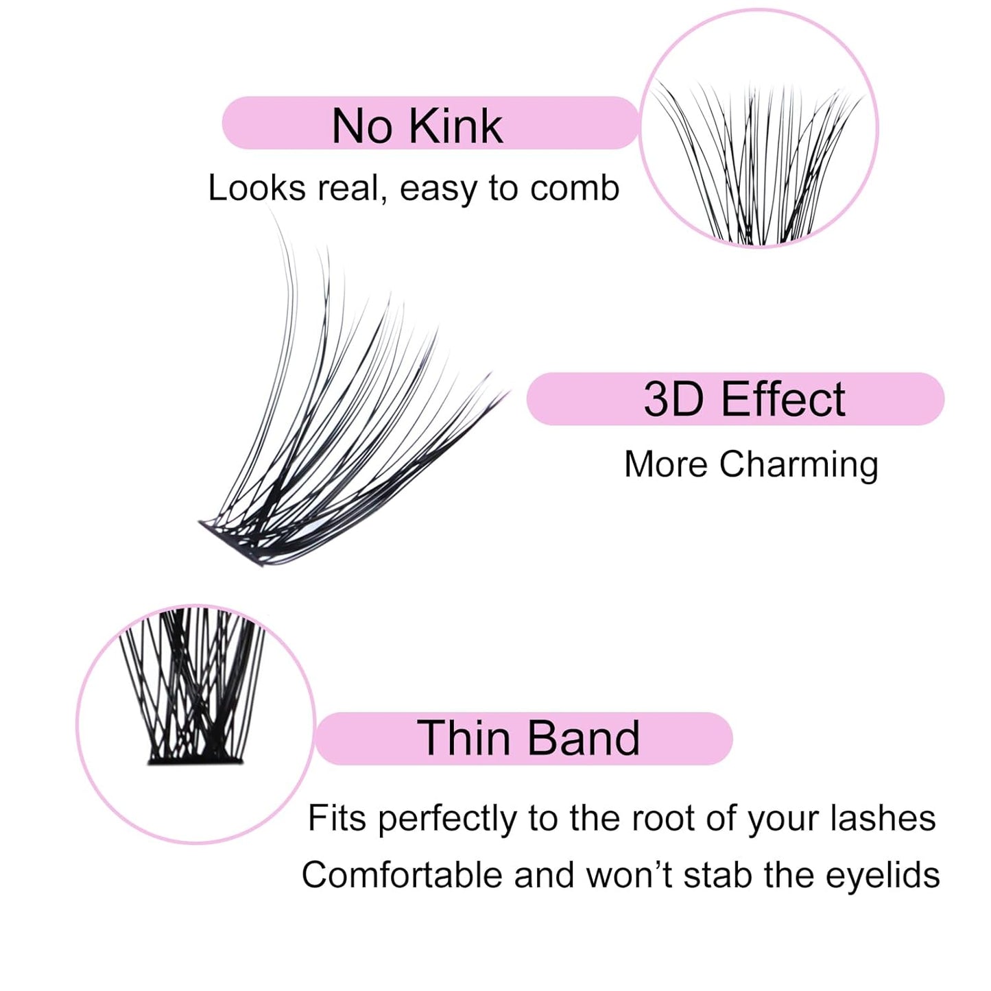 Eyelash Clusters LAUBESS Lash Clusters Individual Lashes Cluster Eyelash Extensions DIY at Home Waterproof Cluster Lashes (40D-D-19)