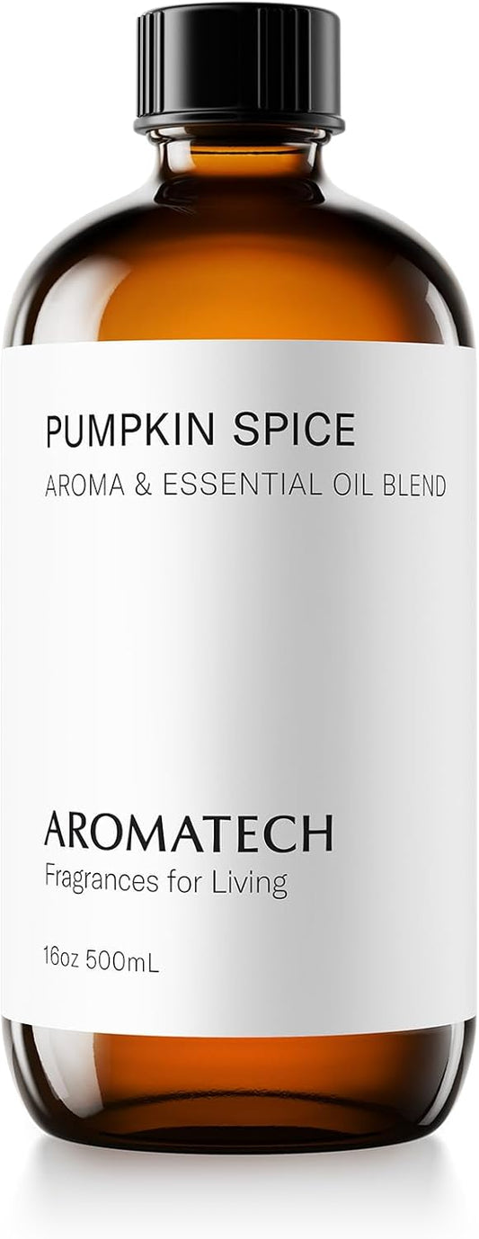 AromaTech Pumpkin Spice Aroma Essential Oil Blend: Luxury Hotel Inspired Aromatherapy with Pumpkin, Cinnamon & Vanilla Cream for Ultrasonic Diffusers & Nebulizers - 16 fl oz, 500 mL