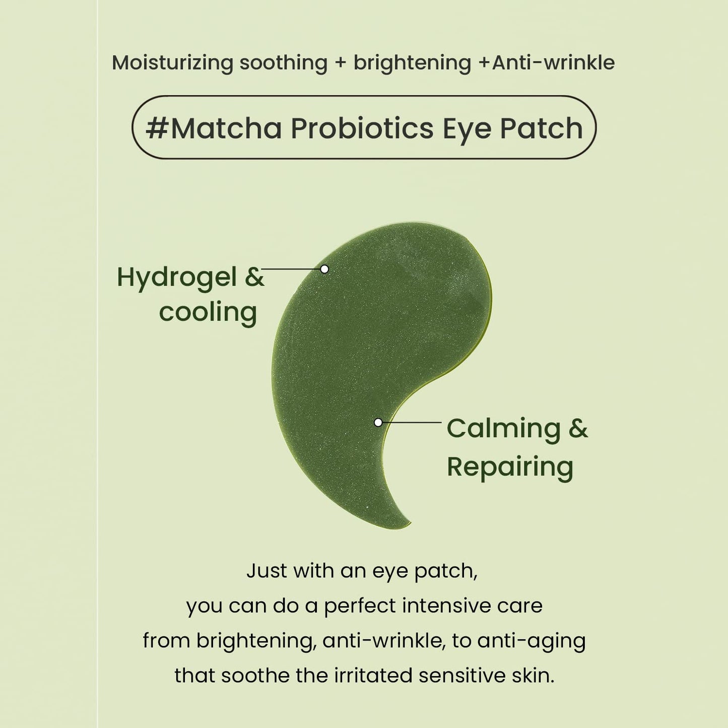 HEIMISH Matcha Biome Hydrogel Eye Patch - Anti Aging Under Eye Patches, Hydrating, Firming, Calming & Soothing Eye Mask with Matcha, Probiotics, for Dark Circles, Puffiness & Wrinkles, 1.4g/60ea