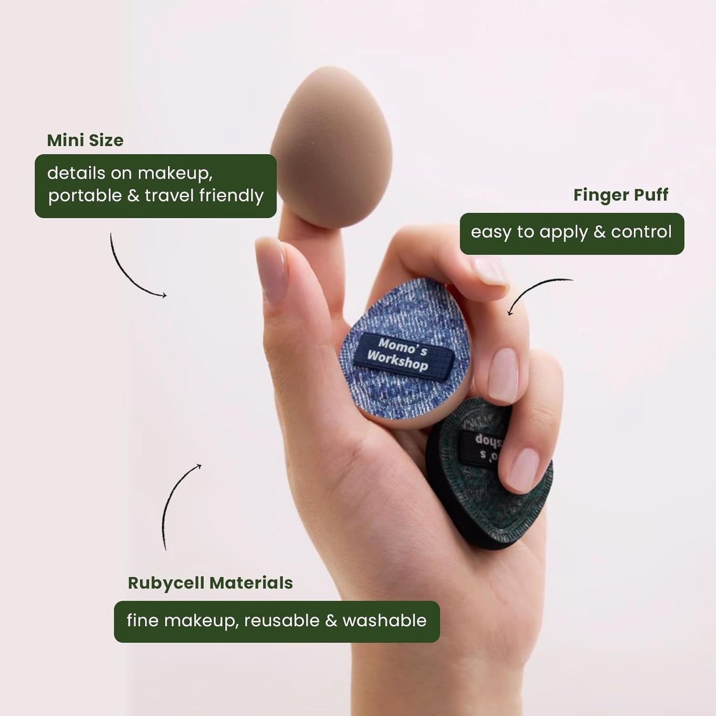 Mini Denim Makeup Sponge Set, Multi-Use Mini Makeup Blenders Sponge for Liquid/Cream/Concealer/Blush/Highlighter, Perfect for Detail Work & Travel,5PCS Mini Concealer Puffs with Storage Case