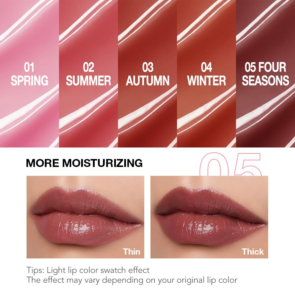 1Pcs Tinted Lip Balm Moisturizing Lipstick – Deep Rose Colored Bean Paste Sheer Hydrating Lip Color for Dry Lips Nourishing Lip Balm for All Women with a Subtle Natural Scent (S05 Four Seasons)