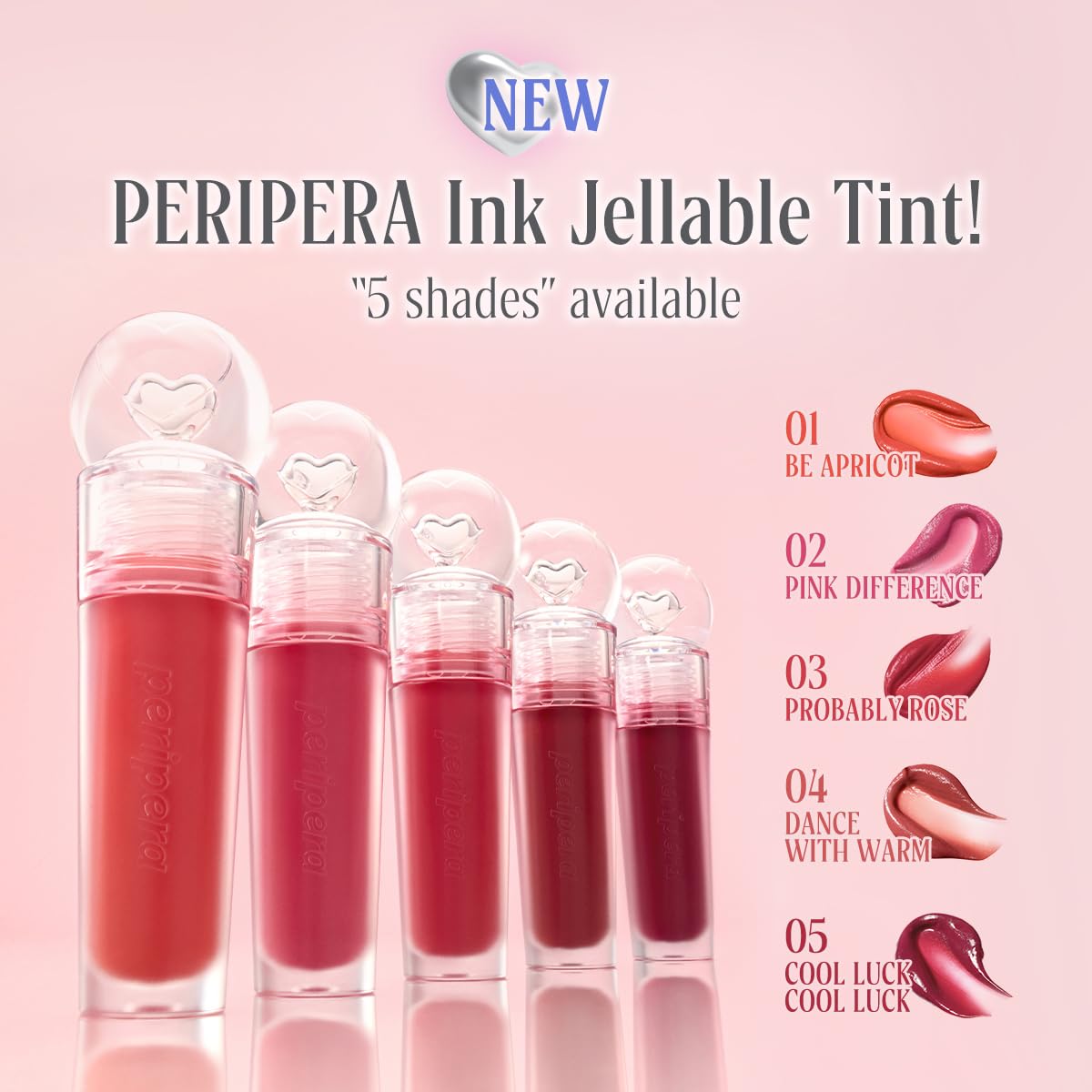 Peripera Ink Jellable Tint, Lip Stain, Korean Lip Tint, High Pigment Color, Longwear, Weightless, Moisutizing, Hydrating (01 BE APRICOT, One Size)