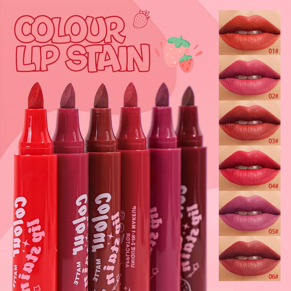 Lip Stain, Waterproof lip tint, Matte Color Look, Longlasting All Day Wear Lip Color, Smudge Proof Natural Finish, Precise Chisel Tip Marker,non sticky lip gloss,kiss proof lip color 05#