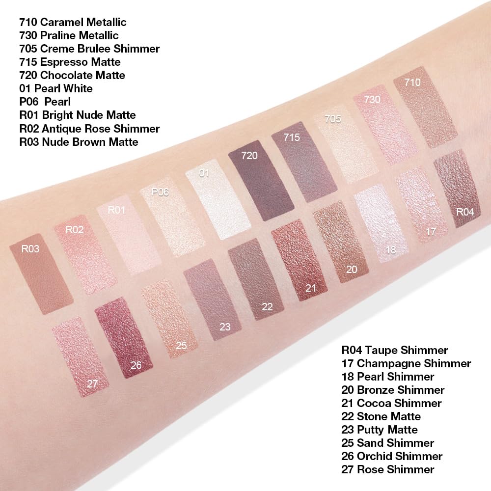 Cream Glitter Antique Rose Shimmer Metallic Eyeshadow Palette Makeup, Natural Single Mini Instant Holographic Eyeshadow For Women, Sombras Crema Para Ojos,Talc,Paraben&Cruelty Free,R02