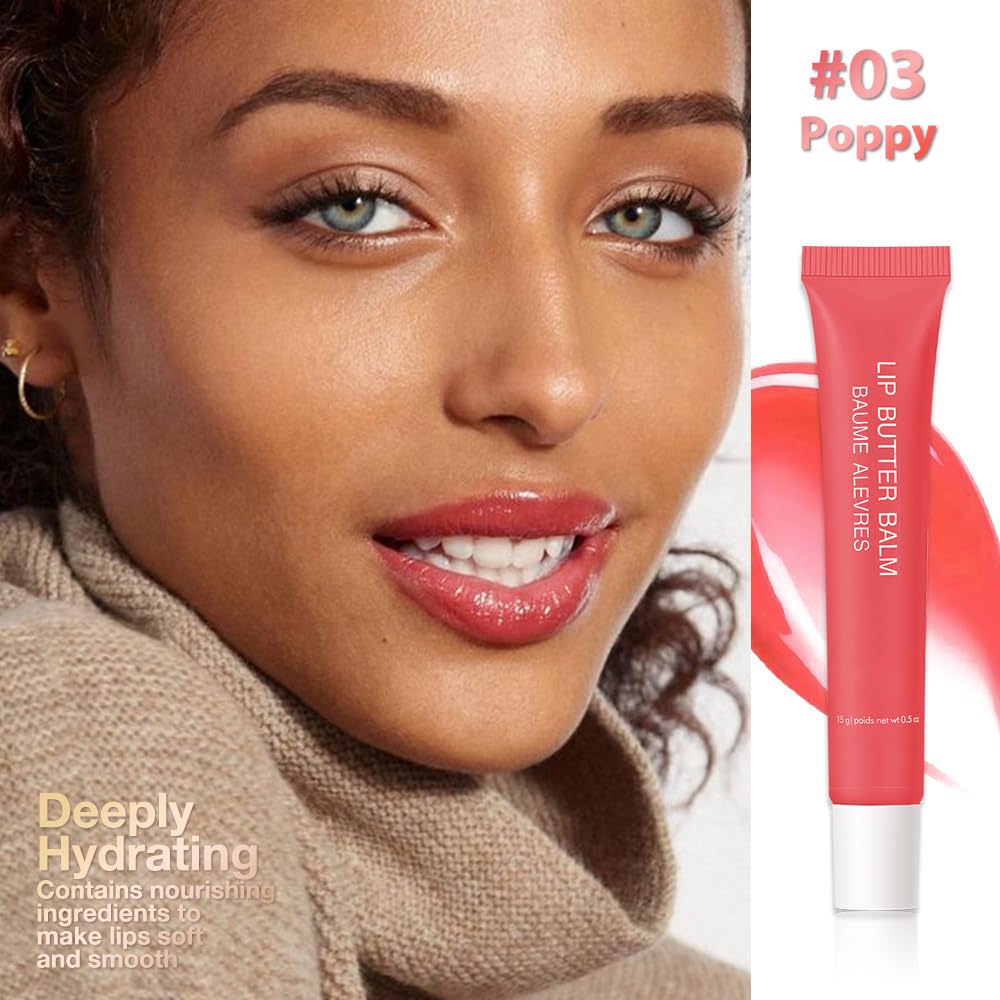 1Pcs Tinted Lip Balm Serum Makeup, Squeeze Hydrating Tint Lips Balms Serum Cosmetic, Women Care Glossy Nourishing Plumping Lip Stain Gloss Lipstick, Suitable for dry lips, Long-Lasting Color 03