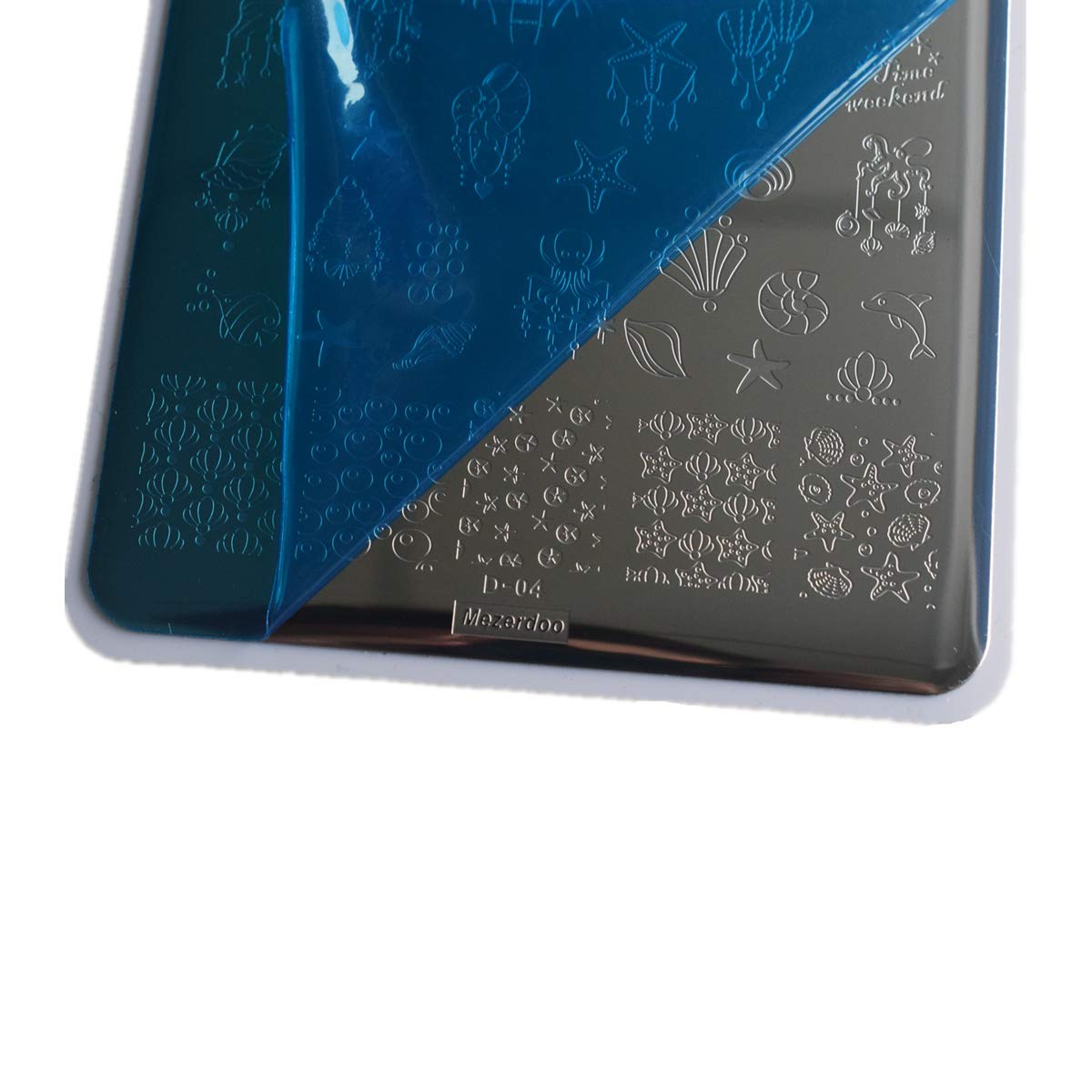 2pcs Sun Moon Star Nail Plates Stamping Set Sea Shell Pattern Stamp Templates Geometry Flowers Nail Art Stamper Plates for DIY Print Manicure Salon Design Gift Supplies 9.5x14.5CM