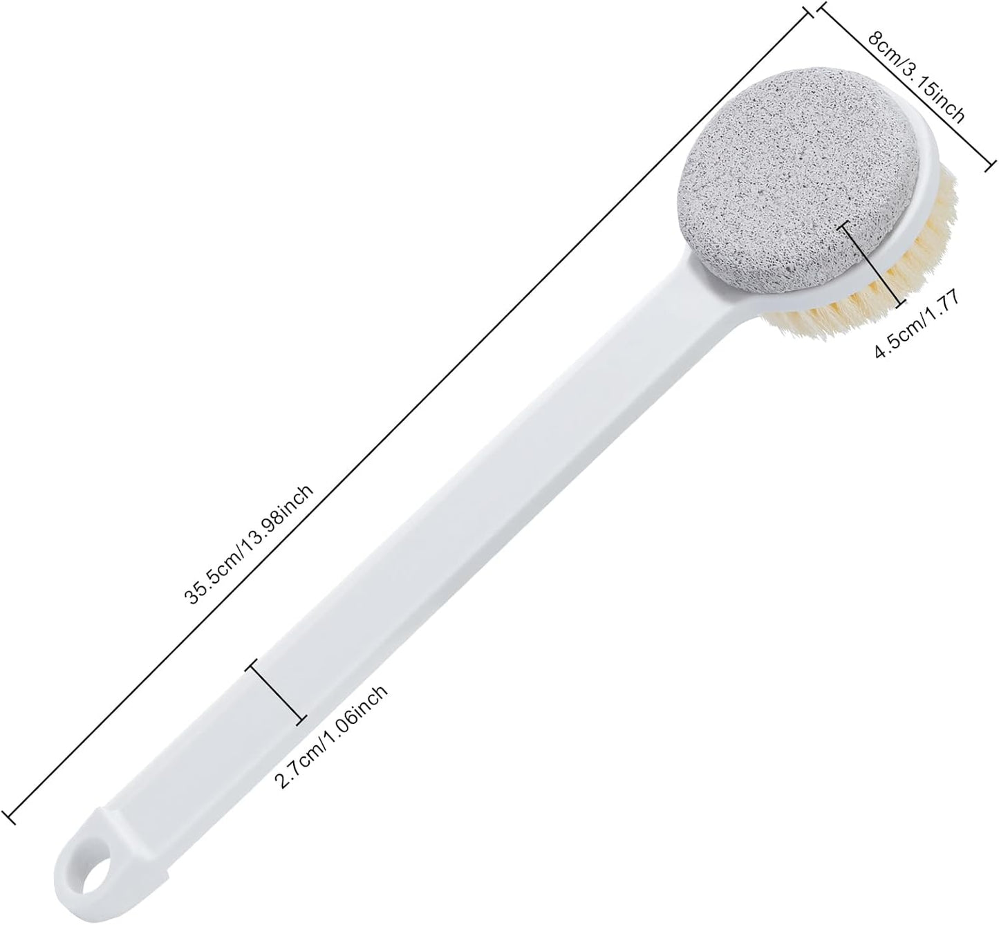 Pumice Stone for Feet with Long Handle (Double-Faced Straight White Handle, Count, 2.00)