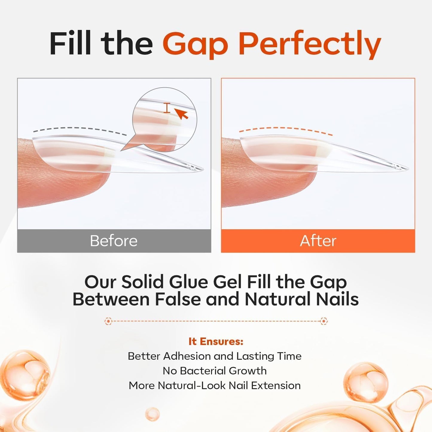 modelones Solid Nail Glue Gel, 30g Glue Gel on Nails for Clear Tips Super Strong Adhesive for Acrylic Extensions Press On Fake Tips U V Curing Needed Professional Adhesive