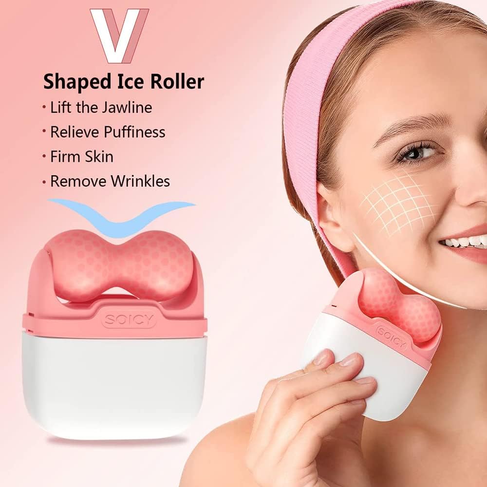 OPENDGO Ice Roller for Face Facial Massager for Eye Puffiness, Reduces Wrinkles, 2 in 1 Facial Skin Care Tool for Body Cold Therapy Tools