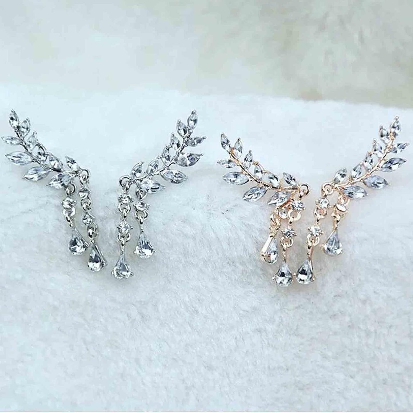 Boho Rhinestone Ear Crawler Earrings Gold Crystal Wing Ear Climber Earrings Angel Wing Crystal Dangle Earrings Cz Wing Studs Earrings Jewelry for Women and Girls