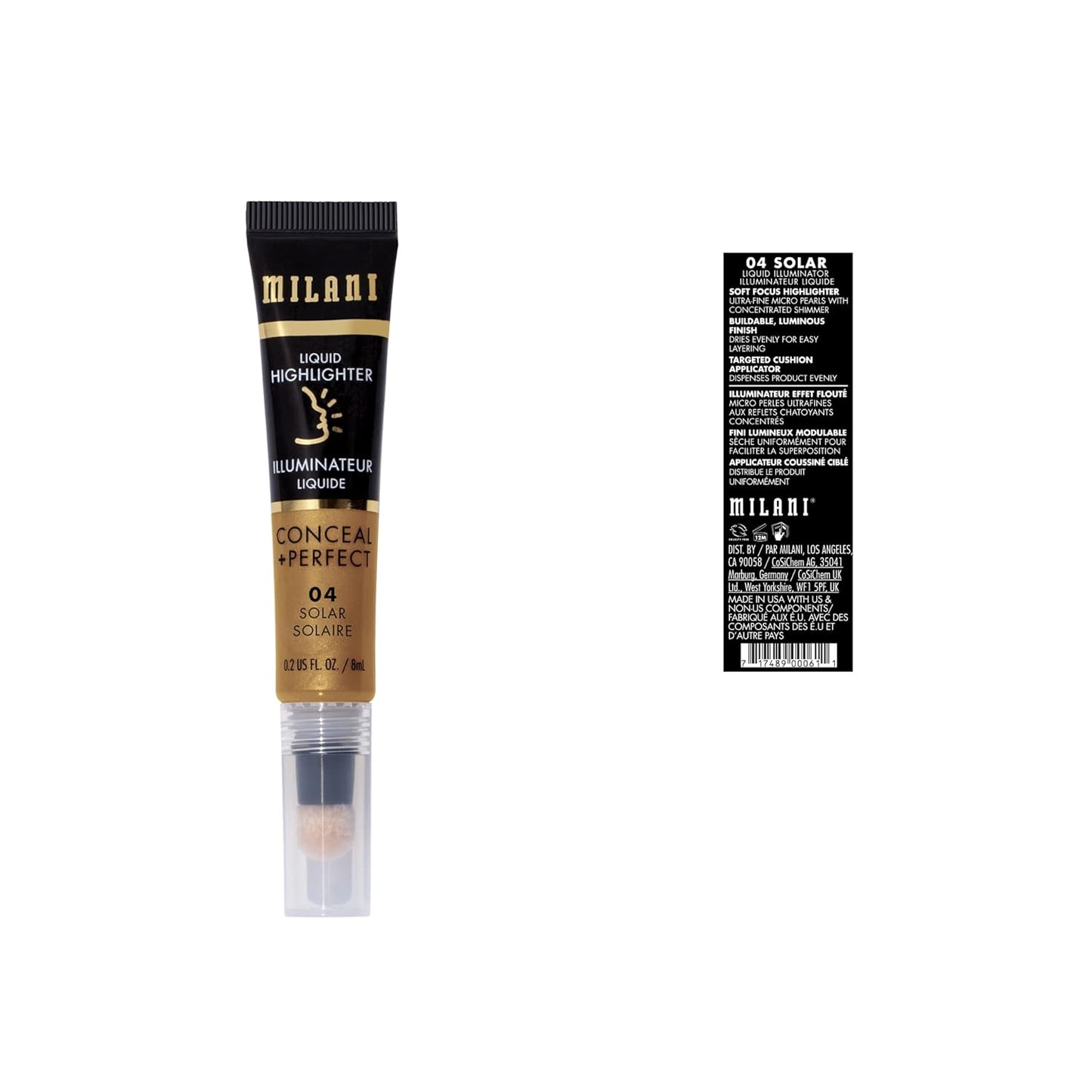 Milani Conceal + Perfect Liquid Highlighter for Added Glow, Face Lift Collection - Solar