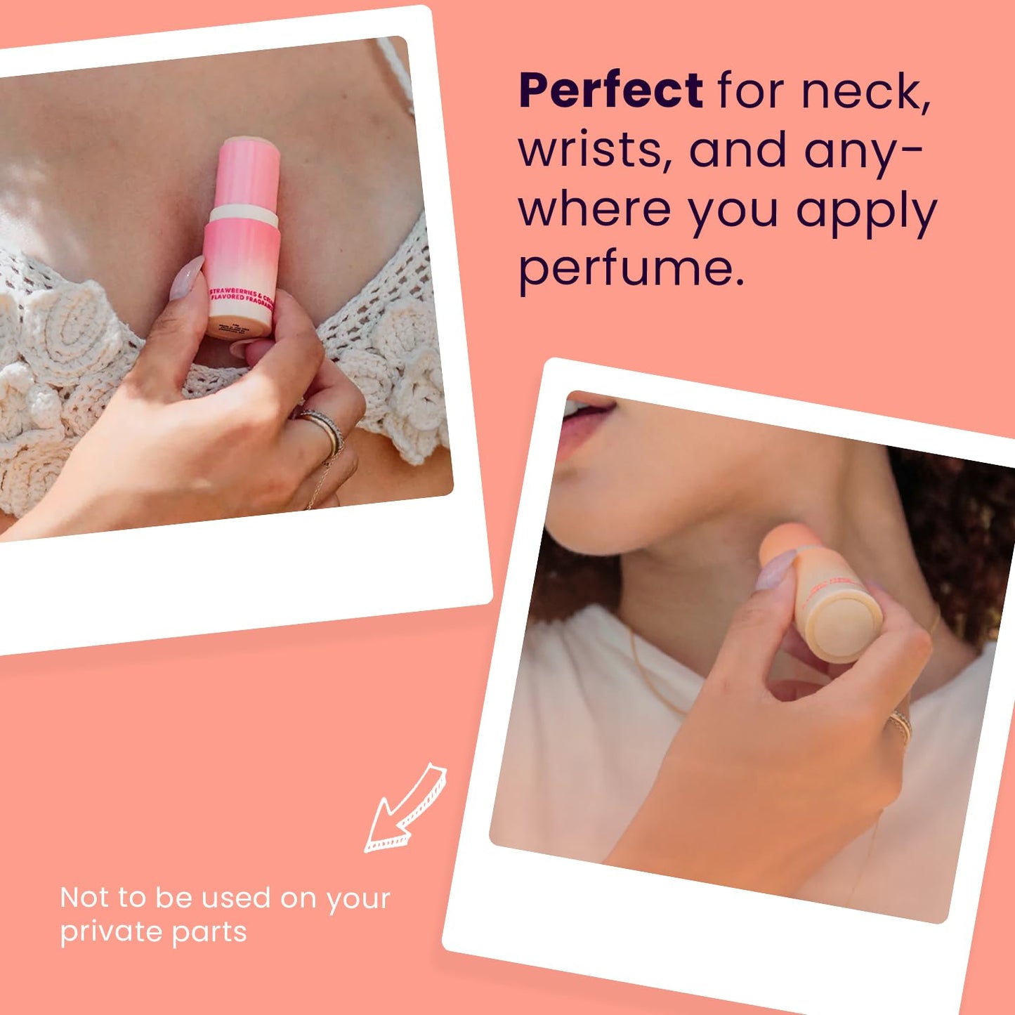 SweetSpot Flavored Solid Perfume Stick, Portable Travel Perfumes for Women, Long Lasting Fragrances, Non Sticky Formula, Natural Ingredients, Fragrance Stick (Strawberries and Cream)