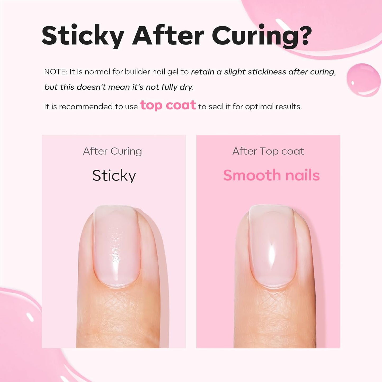 modelones Builder Nail Gel with Gel Base Top Coat, 3Pcs Baby Pink Builder Nail Kit for Apex Building Extension Thickening Strengthener High Gloss Shiny, U/V LED Lamp Cured for Home DIY Salon Girls