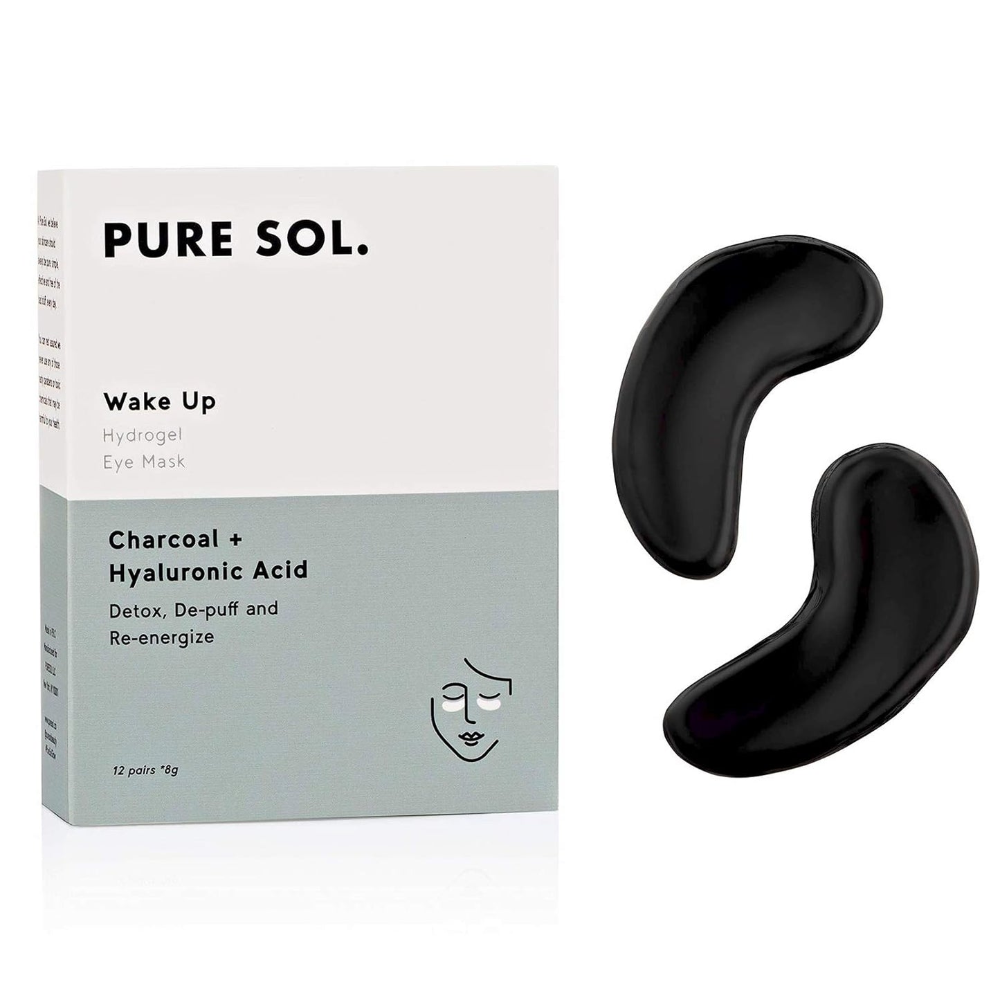 PURE SOL. Charcoal Under Eye Patches – Charcoal Eye Patches For Adults – 12 Pairs Hydrogel Under Eyes Mask To Remove Dark Circles And Under Eye Treatment For Women – Anti Wrinkle Eye Masks