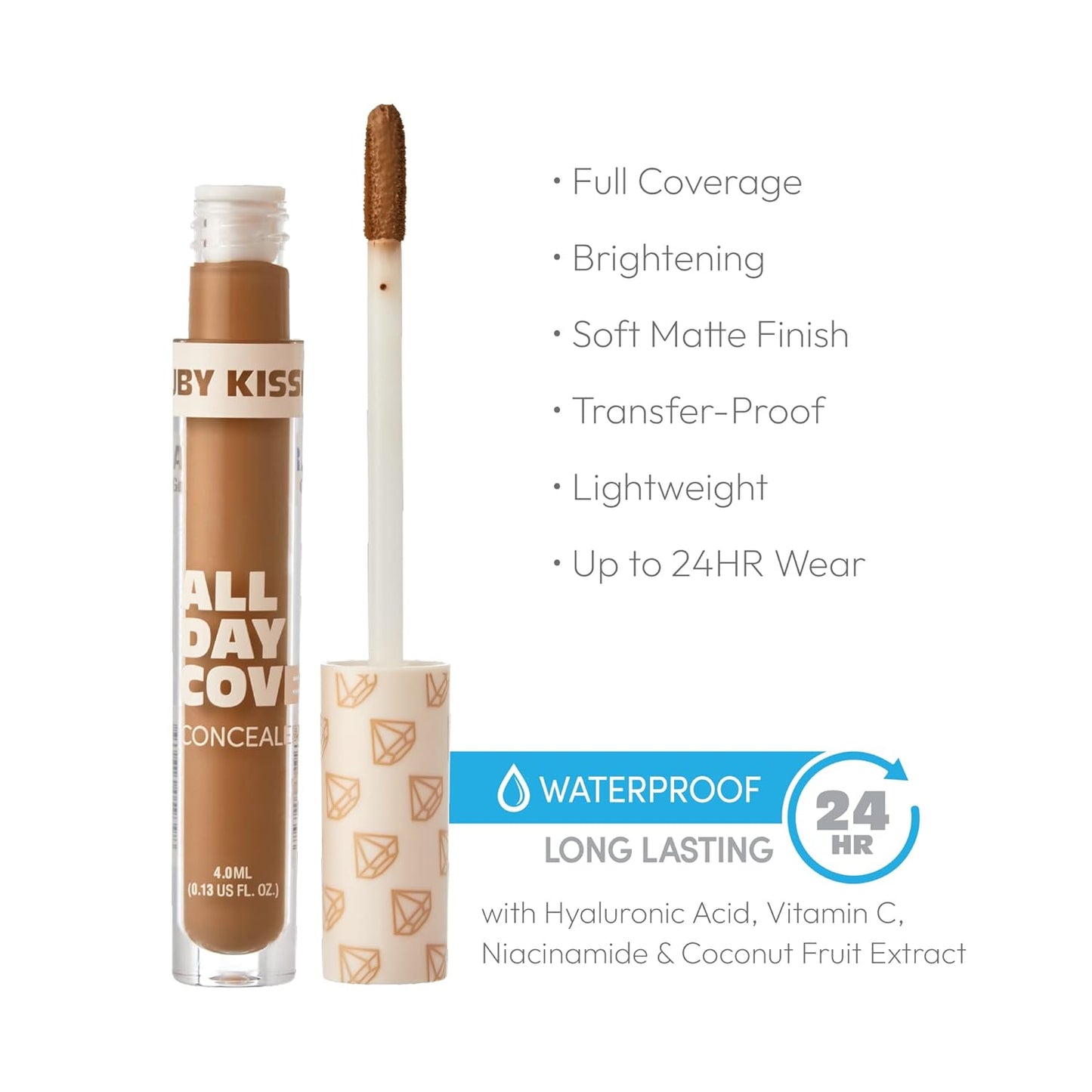 Ruby Kisses All Day Concealer Lightweight Full Coverage Multi-Use Concealer 0.13 Fl Oz (Warm Coconut)