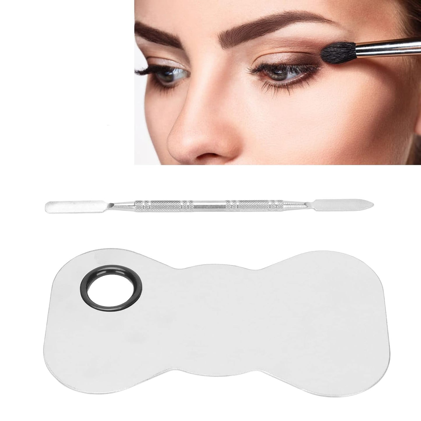 Cosmetic Makeup Palette Spatula, Mixing Bow Shape Stainless Steel Makeup Palette for Cosmetic Blend