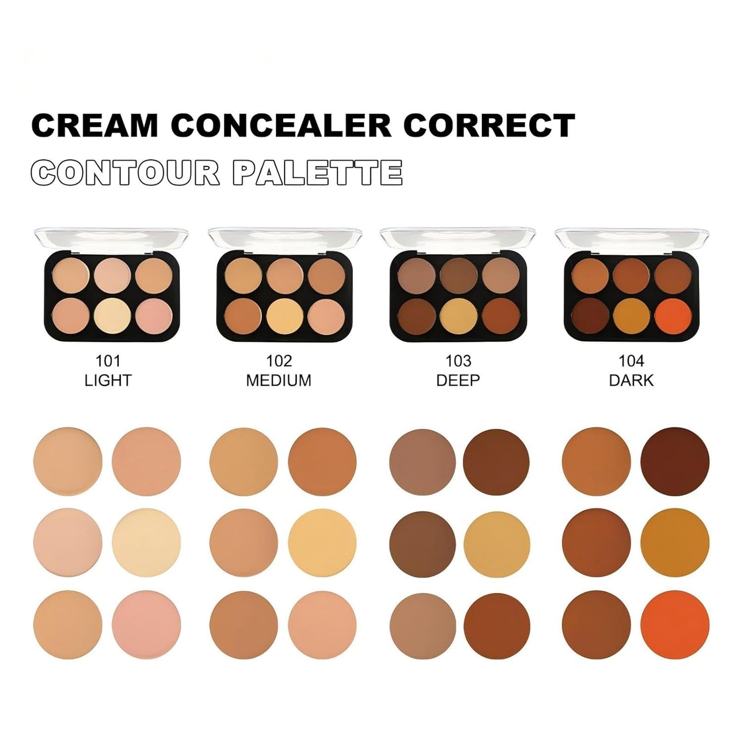 Corlo Contour Palette Concealer Correct, 6 Colors Cream Concealer Full Coverage Foundation Palette for Dark Circles Makeup (Medium)