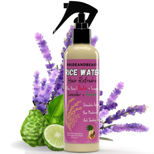 NEW Fermented Rice Water for Hair Growth - Infused with Rosemary, Biotin, Caffeine, Keratin Vegan Non-Greasy Spray Naturally Thicker, Longer, Softer Men & Women (4 OUNCES, Lavender Bergamot)
