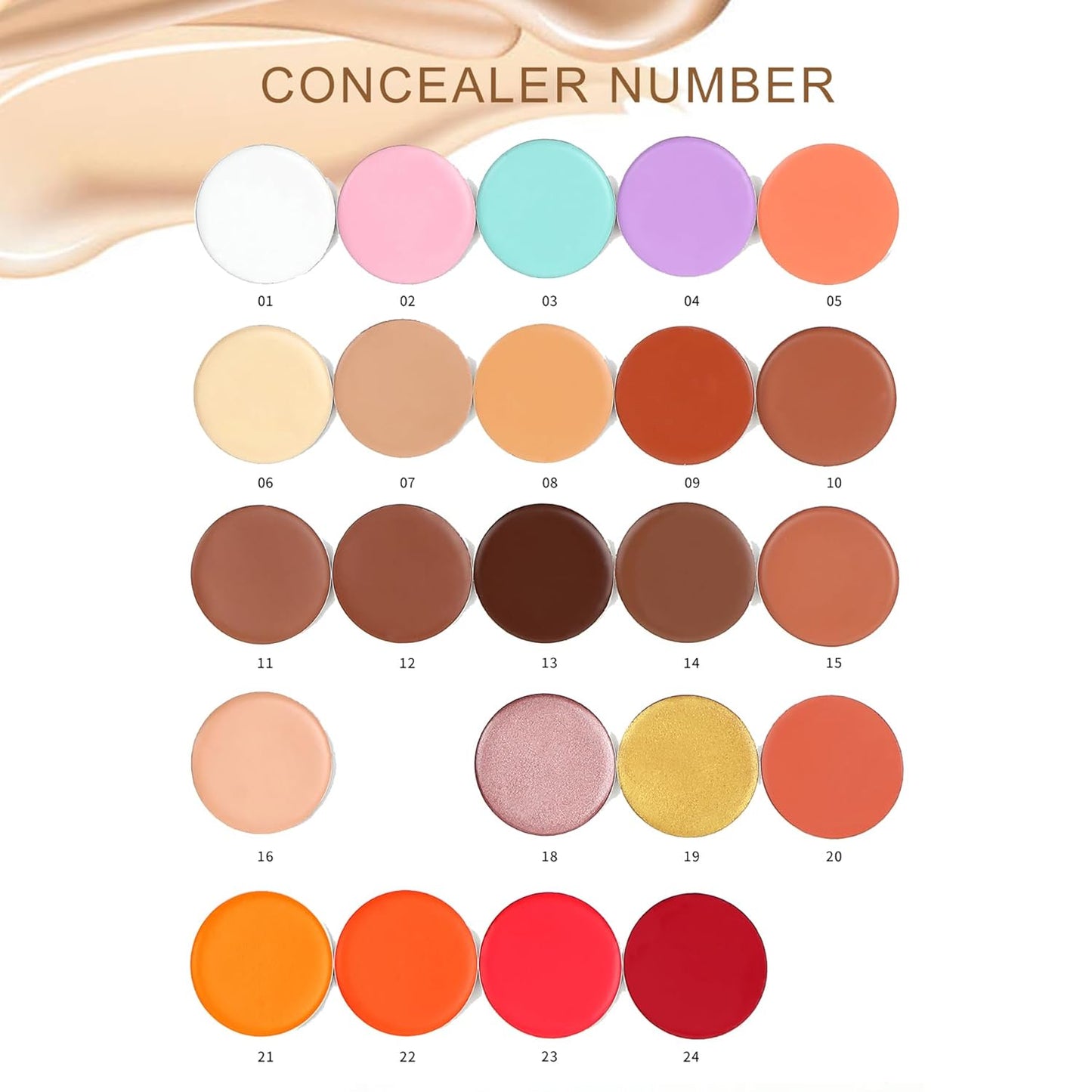Cream Concealer Corrector Correcting Contour Makeup Set under Eye Concealer Cream Kit for Dark Circles and Blemish 23