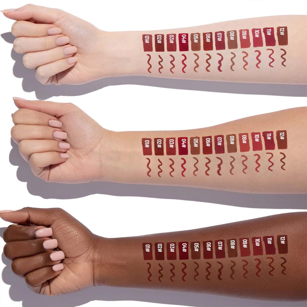 Matte Lip Liner Lip Gloss Set, Long Lasting Waterproof Lip Gloss Set, Long-Lasting And Hydrating Beauty Daily Cosmetics Gift for Girls,High Pigment Not Easy to Lip Stains, Bright Pink