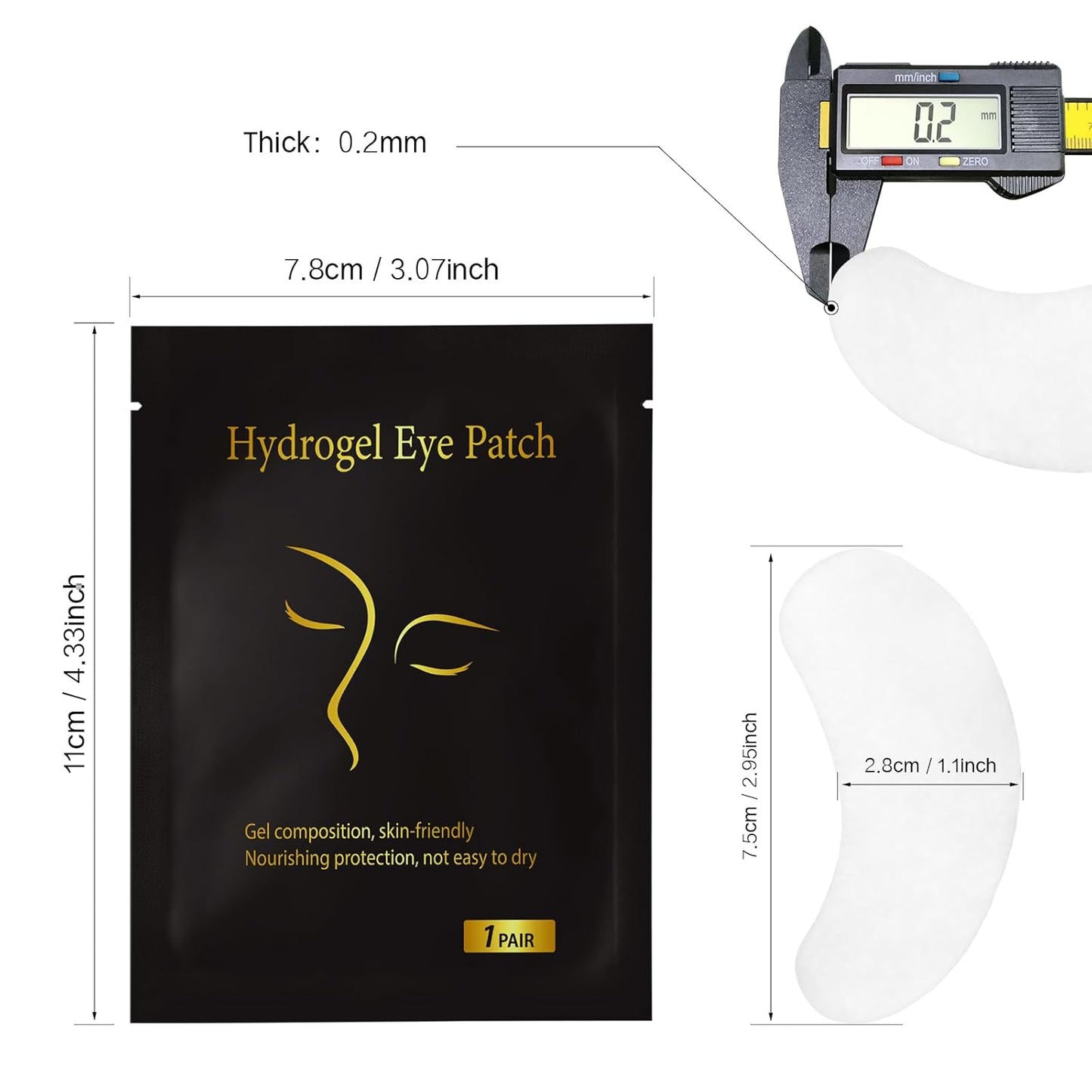 Vaincre 120 Pairs Hydrogel Eye Patches, Gel Eye Pads Lash Extensions, Under Eye Patches, Lint Free Eyelash Pads, Lash Lift Pads for Lash Extension Supplies, Beauty Eyelash Extension Tools