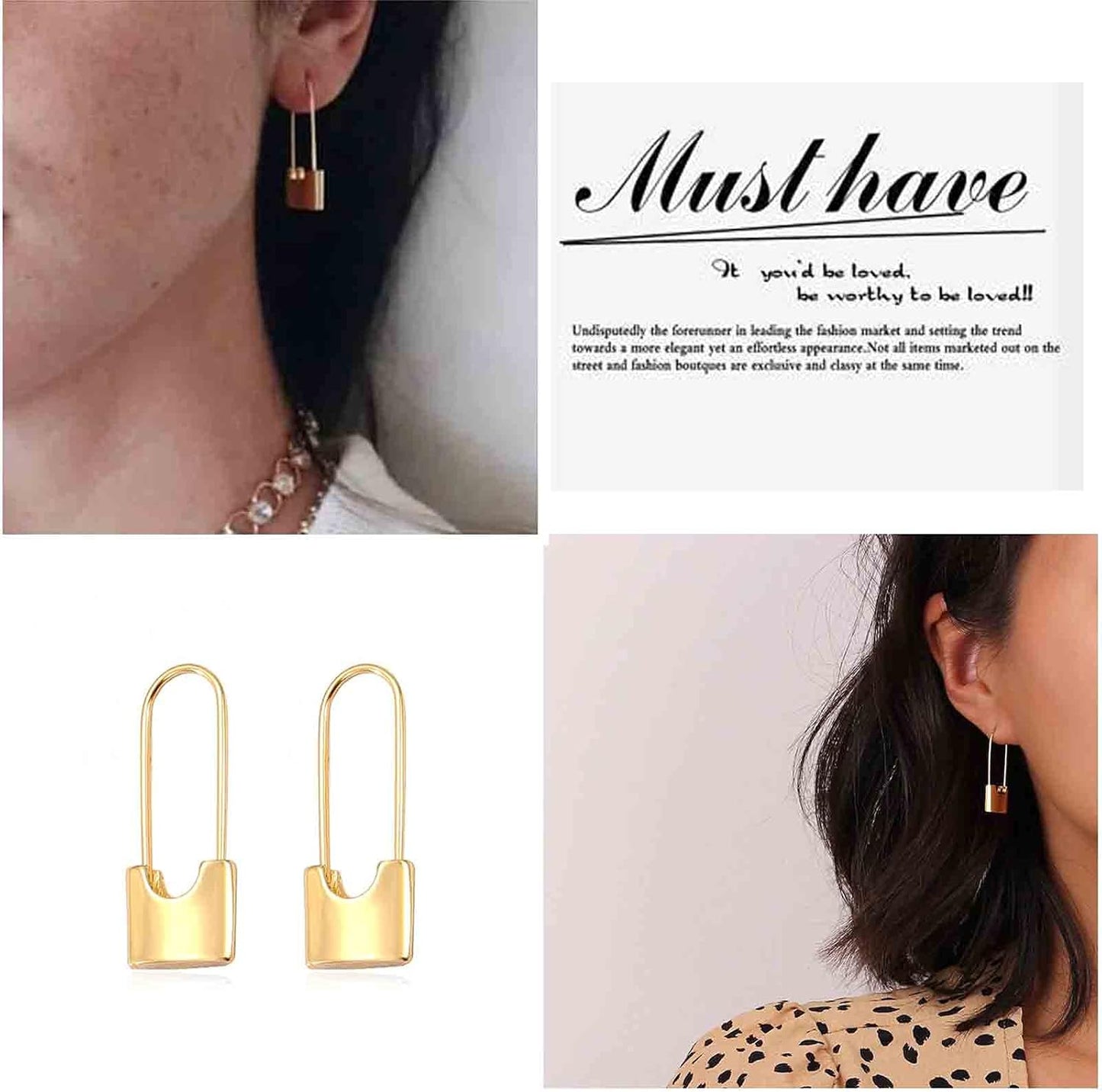 Boho Lock Hoop Earrings Safety Pin Hoop Earrings Gold Lock Huggies Hoop Earrings Personlized Padlock Earrings Jewelry for Women and Girls