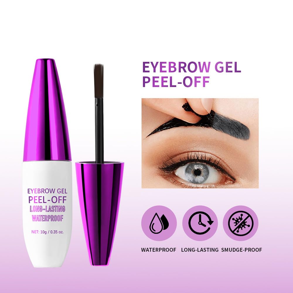 2Pcs Peel Off Eyebrow Tint Gel - Waterproof & Sweatproof All-Day Wear, Transfer-Resistant Tattoo Effect, All Skin Types + Mother’s Day Gift Set, 02#Brown