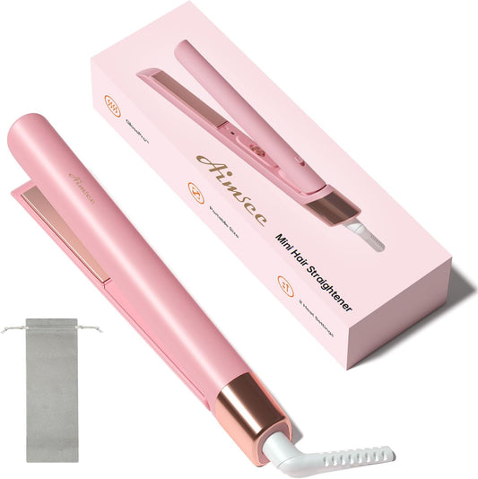 Mini Flat Iron 1 Inch Ceramic Mini Hair Straightener, Small Flat Irons for Short Hair, Curls Bangs, Dual Voltage for Travel,Dual Voltage for Worldwide Use