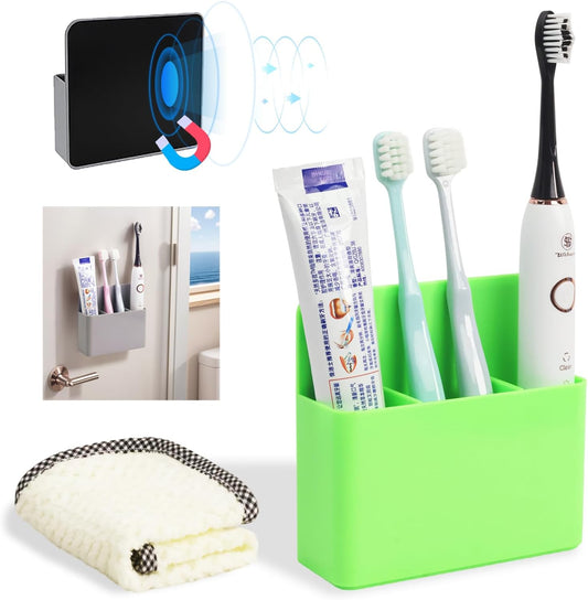Cruise Essentials 2025 – Magnetic Toothbrush Holder for Wall Mount, Compact Bathroom Organizer for Small Spaces, Cruise Travel Accessories for Alaska/Caribbean Cruise Must Have