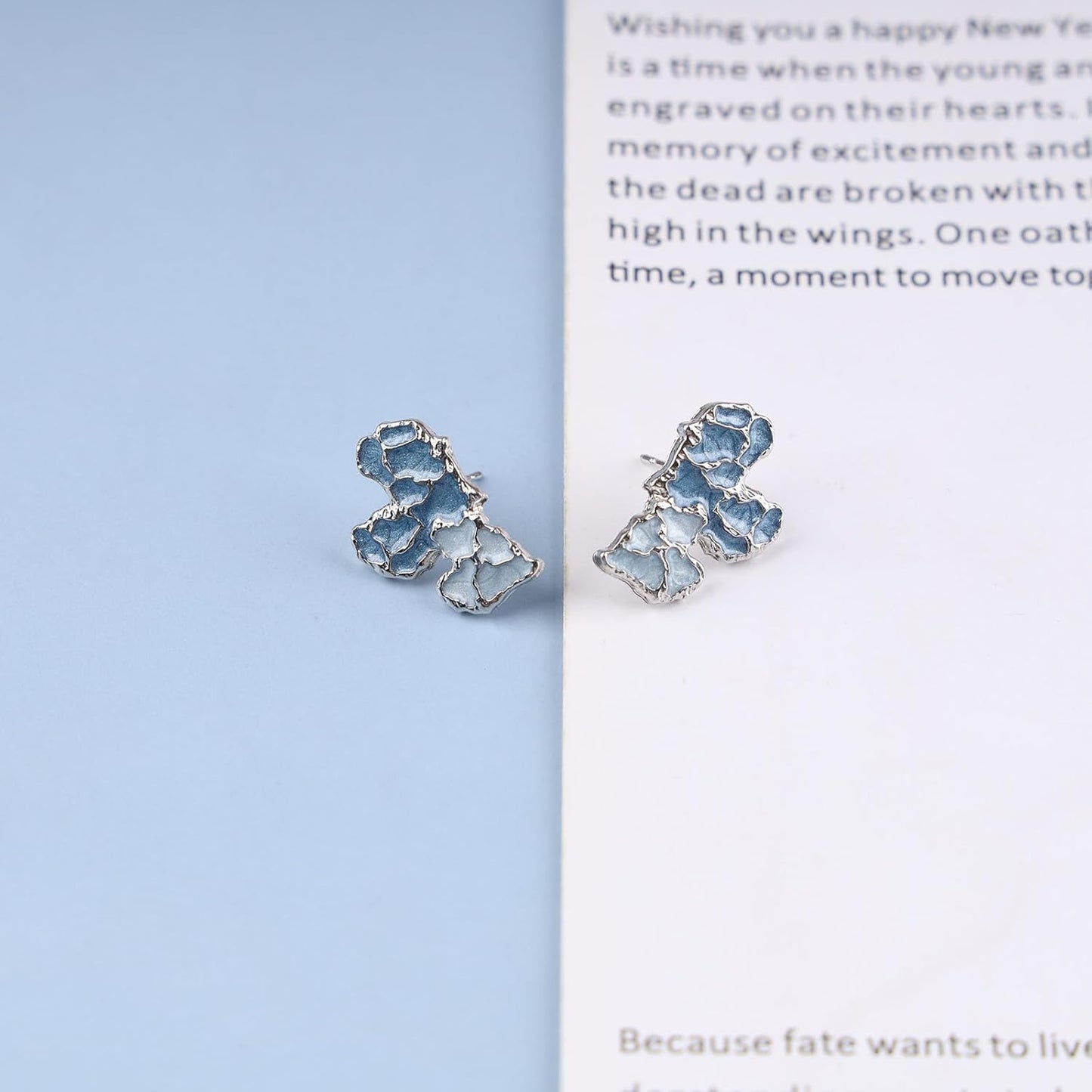 Vintage Blue Heart Stud Earrings Acrylic Heart Earrings Resin Blue Heart Earrings Double Love Heart Earrings Jewelry for Women