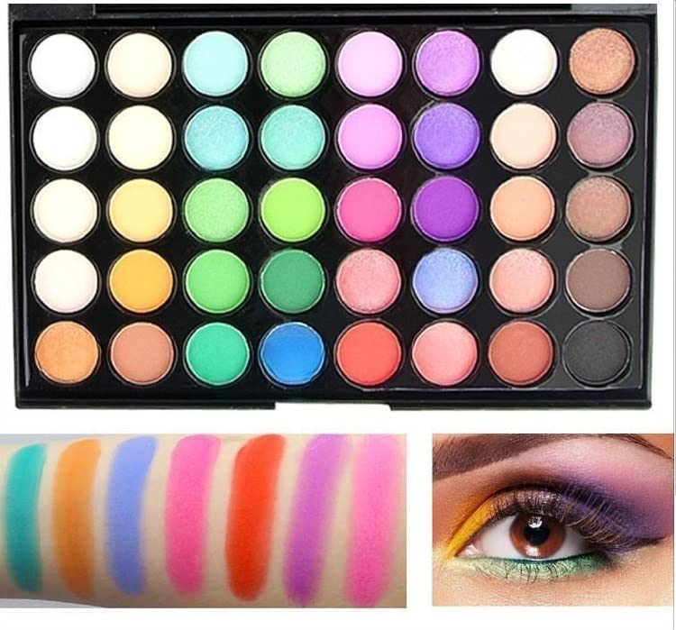40 color Highly Pigmented Eye Makeup Palette, Matte Shimmer Metallic Eyeshadow Pallet Long Lasting Blendable Natural Colors Make Up Eye Shadows Cosmetics Gift Kit (E02)