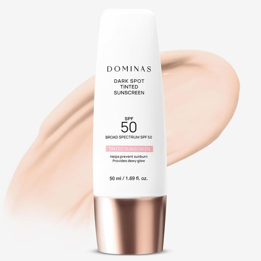 SPF 50 DOMINAS Tinted Sunscreen Moisturizer (1.7fl oz) - Tone Correction, Korean Skin Care, Broad-Spectrum UV Defense Sunblock, Water-in-Oil Formula for Lightweight, Panthenol, Sun Cream